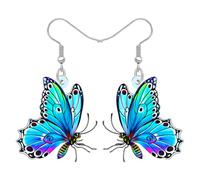 Bonsny Pendientes colgantes de mariposa monarca grande, joyería de insectos para mujer, regalos, Medio, Acrílico, Arenisca