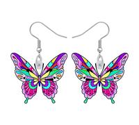 Bonsny Pendientes colgantes de mariposa monarca grande, joyería de insectos para mujeres, niñas, adolescentes, regalos, Acrílico, Arenisca
