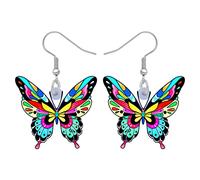 Bonsny Pendientes colgantes de mariposa monarca grande, joyería de insectos para mujeres, niñas, adolescentes, regalos, Acrílico, Arenisca