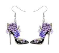 BONSNY Pendientes colgantes de tacón alto con diseño floral rojo, diseño de mariposa, estilo de gota decorativo, regalos caprichosos para mujeres, accesorios hipoalergénicos divertidos, M, Acrílico