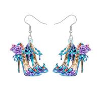 BONSNY Pendientes colgantes de tacón alto con diseño floral rojo, diseño de mariposa, estilo de gota decorativo, regalos caprichosos para mujeres, accesorios hipoalergénicos divertidos, M, Acrílico