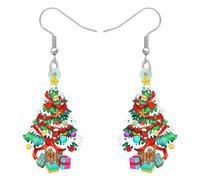 BONSNY Pendientes de acrílico colgantes lindos y divertidos para árbol de Navidad, hipoalergénicos, joyería de diseño, regalos para mujer, accesorios, 6mm x 19mm, Acrílico, Sin piedra preciosa