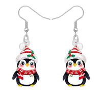 BONSNY Pendientes de acrílico colgantes novedosos divertidos de Navidad con animales antárticos, pingüino rosa, hipoalergénicos, regalos de joyería para mujeres y niñas, 30mm x 17mm, Acrílico, Sin