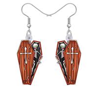 Bonsny Pendientes de ataúd rojo de Halloween con forma de ataúd, joyería de moda para mujer, Acrílico, Sin piedra preciosa