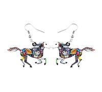 BONSNY - Pendientes de Caballo para Mujer y niña, diseño de Amantes de los Animales, acrílico, Ambos Lados