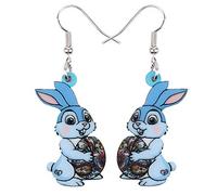 Bonsny Pendientes de conejo de liebre de Pascua con diseño de gota de acrílico para mujeres y niñas y niños, Acrílico, arenisca