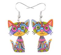 BONSNY Pendientes de gato acrílico con diseño de gota de gato, para mujeres y niñas, acrílico, Acrílico, Sin piedra preciosa
