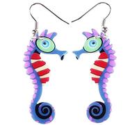 BONSNY Pendientes de hipocampo colgantes de acrílico floral dulce para mujeres y niñas, regalos de joyería novedosos dijes divertidos, 45mm x 21mm, Acrílico, Sin gemas.