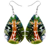 BONSNY Pendientes de jirafa acrílica dulce, animales africanos, regalos para mujer, accesorios de joyería, Acrílico, Sin piedra preciosa