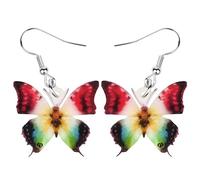 Bonsny Pendientes de mariposa Morpho Menelaus con diseño de mariposa, joyería de insectos para mujeres y niñas, Acrílico, Sin gemas.