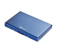 BONSYL® Delgado Billetera de Acero Inoxidable con Tecnología de Bloqueo RFID Que Protege Tus Tarjetas de Crédito con 6 Ranuras Ultra Delgad, para Hombre y Mujer. (6 Ranuras-Azul)