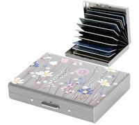BONSYL® Portatarjetas de Protección RFID - Cartera Metálica Antirobos para 10 Tarjetas Hombre y Mujer| Diseño Ultradelgado Minimalista | Almacenar Rápida | Regalo Elegante (10 Tarjetas/Plata/Flor)
