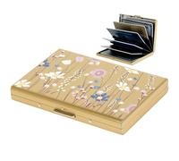 BONSYL® Portatarjetas de Protección RFID - Cartera Metálica Antirobos para 6 Tarjetas Hombre y Mujer| Diseño Ultradelgado Minimalista | Almacenar Rápida | Regalo Elegante (6 Tarjetas/Oro/Flor)