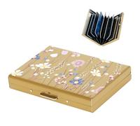 BONSYL® Tarjetero con 8 Ranuras para Tarjetas de Crédito para Hombre y Mujer, Billetera Delgado de Acero Inoxidable con Bloqueo RFID. (8 Tarjetas/Oro/Flor)