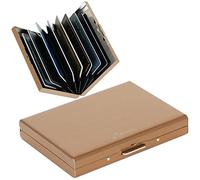 BONSYL® Tarjetero de Metal con Bloqueo RFID, Billetera Ultradelgada de Acero Inoxidable con 8 Ranuras, Fundas para Tarjetas de Crédito para Hombre y Mujer. (8 Tarjetas/Oro Rosa)