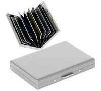 BONSYL® Tarjetero de Metal con Bloqueo RFID, Billetera Ultradelgada de Acero Inoxidable con 8 Ranuras, Fundas para Tarjetas de Crédito para Hombre y Mujer. (8 Tarjetas/Plata)