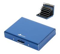 BONSYL® Tarjetero de Metal con Bloqueo RFID para Hombre y Mujer, Fundas para Tarjetas de Crédito Delgado, Billetera de Tarjeta de Crédito para 10 Tarjetas. (10 Tarjetas/Azul)