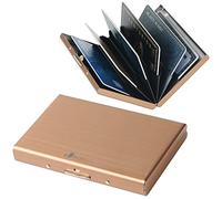 BONSYL® Tarjetero de Metal con Bloqueo RFID para Hombre y Mujer, Fundas para Tarjetas de Crédito Delgado, Billetera de Tarjeta de Crédito para 6 Tarjetas. (6 Tarjetas/Oro Rosa)