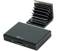 BONSYL® Tarjetero de Metal con Bloqueo RFID para Hombre y Mujer, Fundas para Tarjetas de Crédito Delgado, Billetera de Tarjeta de Crédito para 10 Tarjetas. (10 Tarjetas/Negro)