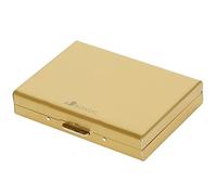 BONSYL® Tarjetero de Metal para Damas y Hombres, Tarjetero de Tarjeta de Crédito con Bloqueo RFID, Billetera de Tarjeta de Crédito de Acero Inoxidable con 10 Ranuras. (10 Ranuras-Oro)