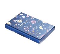 BONSYL® Tarjetero de Tarjeta de Crédito con 6 Ranuras, Billetera de Tarjeta de Crédito con Bloqueo RFID de Metal Delgado para Hombres y Mujeres. (6 Ranuras-Azul-Flor)