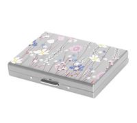 BONSYL® Tarjetero de Tarjeta de Crédito con 8 Ranuras, Billetera de Tarjeta de Crédito con Bloqueo RFID de Metal Delgado para Hombres y Mujeres. (8 Ranuras-Plata-Flor)