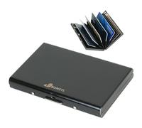 BONSYL® Tarjetero de Tarjeta de Crédito con Bloqueo RFID con 6 Compartimentos, para Hombre y Mujer, Billetera de Tarjeta de Crédito Metal en Acero Inoxidable. (6 Tarjetas/Negro)