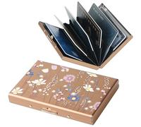 BONSYL® Tarjetero de Tarjeta de Crédito con Bloqueo RFID con 6 Compartimentos, para Hombre y Mujer, Billetera de Tarjeta de Crédito Metal en Acero Inoxidable. (6 Tarjetas/Oro Rosa/Flor)