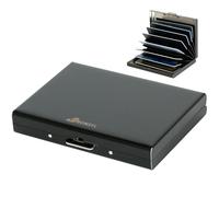 BONSYL® Tarjetero de Tarjeta de Crédito con Bloqueo RFID con 8 Compartimentos, para Hombre y Mujer, Billetera de Tarjeta de Crédito Metal en Acero Inoxidable. (8 Tarjetas/Negro)