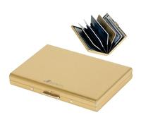 BONSYL® Tarjetero de Tarjeta de Crédito para Hombre y Mujer, Billetera de Metal Delgado con Protección RFID, con 6 Compartimentos, contra Robos Electrónicos. (6 Tarjetas/Oro)
