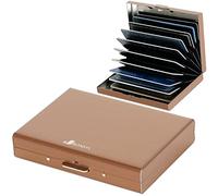 BONSYL® Tarjetero para Hombre y Mujer, Fundas para Tarjetas de Crédito de Metal Delgado con Bloqueo RFID y 10 Compartimentos. (10 Tarjetas/Oro Rosa)