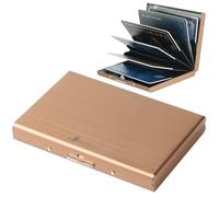 BONSYL® Tarjetero para Tarjetas de crédito, Delgado Tarjetero de Metal con Bloqueo RFID con 6 Ranuras, para Hombre y Mujer.(6 Tarjetas/Oro Rosa)