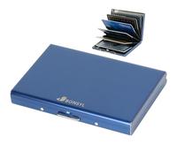 BONSYL® Tarjetero para Tarjetas de crédito, Delgado Tarjetero de Metal con Bloqueo RFID con 6 Ranuras, para Hombre y Mujer.(6 Tarjetas/Azul)