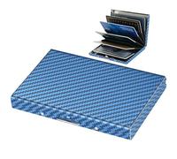 BONSYL® Tarjetero para Tarjetas de crédito, Delgado Tarjetero de Metal con Bloqueo RFID con 6 Ranuras, para Hombre y Mujer.(6 Tarjetas/Azul)