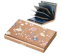 BONSYL® Tarjetero para Tarjetas de crédito, Delgado Tarjetero de Metal con Bloqueo RFID con 6 Ranuras, para Hombre y Mujer.(6 Tarjetas/Oro Rosa/Flor)