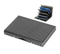 BONSYL® Tarjetero para Tarjetas de crédito, Delgado Tarjetero de Metal con Bloqueo RFID con 6 Ranuras, para Hombre y Mujer.(6 Tarjetas/Negro)