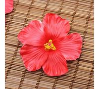 Bontannd 10 Unids Hibiscus Flowers Hawaii Partido Partido De Verano Decoraciones De Bricolaje Flores Artificiales Hula Girls Favor Pelo Decoración Flor Rojo