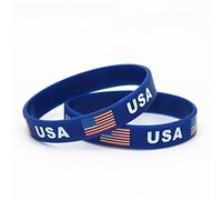 Bontannd EE.UU. Flag Silicone Pulsera 2pcs Blue Souvenir Pulsera Adolescentes Brazaletes para American Independence Day Americanism Patriotic Men Gifts Regalos