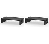 BONTEC Elevador Monitor de Madera para Monitor, Soporte para Monitor Escritorio de 1 Nivel con Gestión de Cables para Ordenador, Portátil, IMac, PC, Negro (W420 x D235 x H104mm) (Paquete de 2)