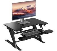 BONTEC Escritorio Elevable de Pie, Convertidor de Escritorio Ajustable con Resorte de Gas Doble, Plataforma para Doble Monitor 81,3cm x 52,2cm, Capacidad 15kg, Diseño Ergonómico, Fácil Montaje