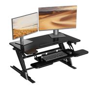 BONTEC Escritorio Elevable de Pie, Convertidor de Escritorio Ajustable con Resorte de Gas Doble, Plataforma para Doble Monitor 91,5cm x 52,2cm, Capacidad 15kg, Diseño Ergonómico, Fácil Montaje
