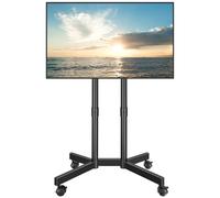 BONTEC Soporte de pie para TV de 32 a 70 Pulgadas, Soporte TV con Ruedas Altura Ajustable, Doble Columna Estable, VESA 400x400 mm, Ruedas Bloqueo, Mueble TV con Ruedas, Soporte TV Suelo, Carga 50 kg