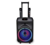 Bontempi | Altavoz Acústico Trolley Inalámbrico, 48x29x24 cm | 2 Micrófonos Inalámbricos, Luces RGB, Mando a Distancia, Pantalla, Función TWS