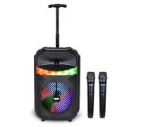 Bontempi | Altavoz Acústico Trolley Inalámbrico con 2 Micrófonos Inalámbricos, Luces RGB, Mando a Distancia, Pantalla, Función TWS, 39.5x22.5x19 cm