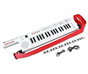 BONTEMPI - Keytar Electrónico de 37 Teclas | 4 Sonidos, 4 Ritmos, 10 Pistas Pregrabadas, Función OKON, Ajuste de Volumen, USB Tipo-C, Bandolera