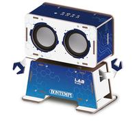 BONTEMPI - Kit de Montaje de Caja acústica Sound Box de Madera con Unidad de Control electrónico, Altavoces, Movimiento robótico Cabeza 30 Grados, alimentación 3 Pilas AAA 1,5 V 200 x 156 x 84 mm