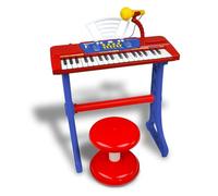 Bontempi Teclado de juguete MiniKeyFun 37 teclas con micrófono, taburete y atril Azul/Rojo