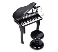 Bontempi | Piano de Cola electrónico de 32 Teclas con micrófono y Taburete, Efectos Luminosos, 5 Sonidos, 4 ritmos, 19 Canciones, 53 x 40 x 32 cm