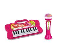 Bontempi | PlayKeys: Teclado de Juguete de 24 Teclas, 60x195x60 mm, Rosa | Micrófono de Karaoke para Músicos Pequeños