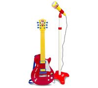 Bontempi- Rock Guitar with Stand Microphone, Color Rojo y Amarillo (24 5832)